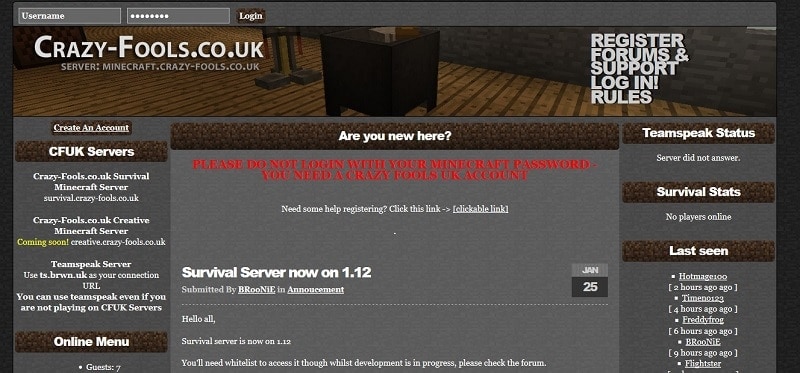 Minecraft Online Server, Minecraft