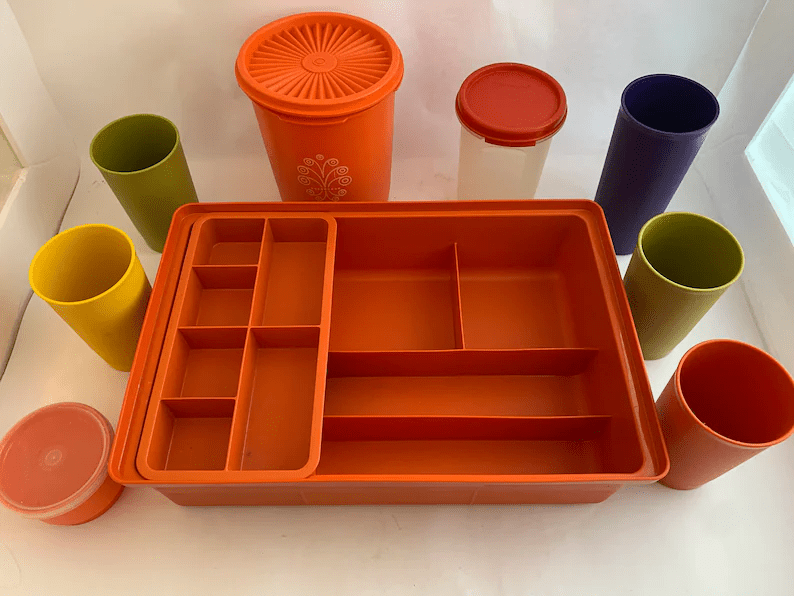 Tupperware, Kitchen, Vintage Orange Tupperware Canister Set Of 3