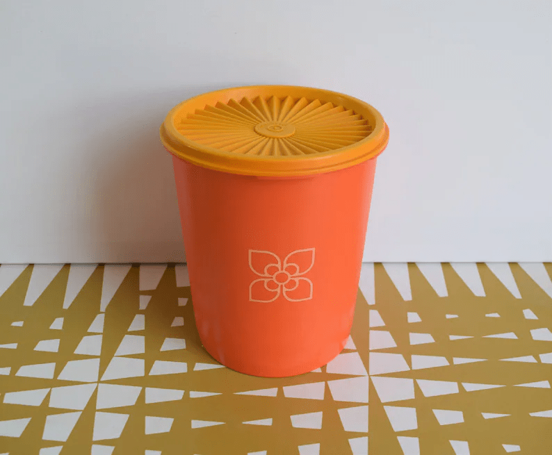 Vintage Collectible Orange Sunburst Tupperware Set of 3 Nesting